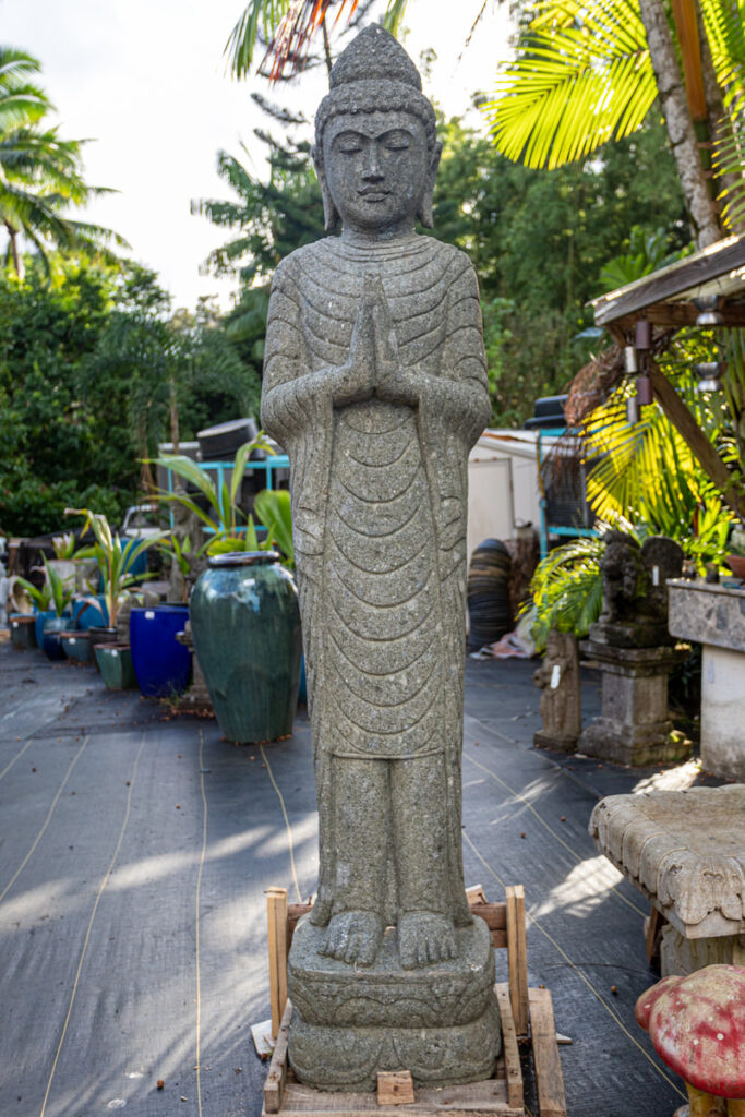 large standing stone buddha garden statue