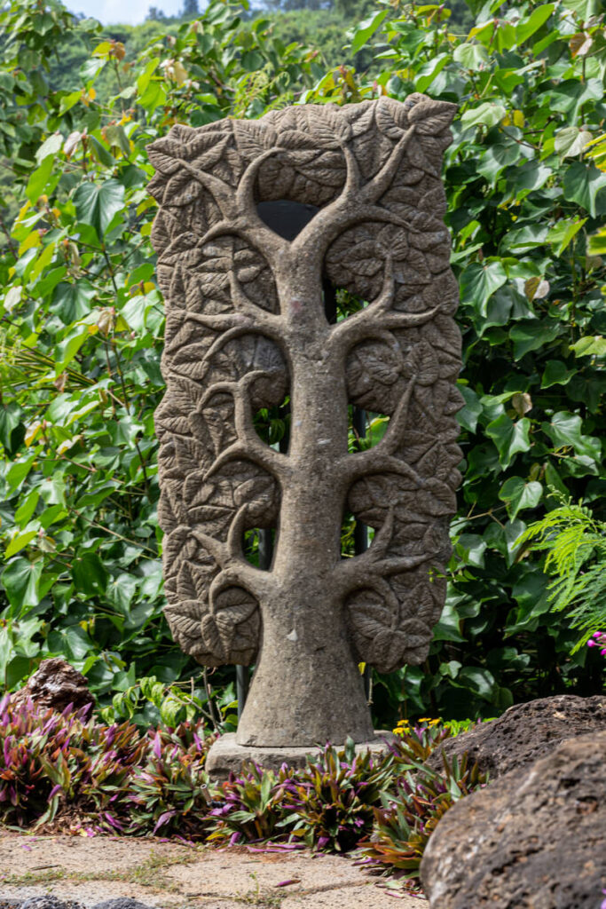 tree of life hand carved andesite stone garden statue